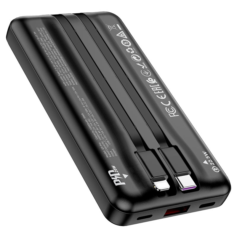 (10 000 mAh) QC 3.0 Chargeur de batterie portable avec câbles Lightning USB-C (10 000 mAh) QC 3.0 Chargeur de batterie portable avec câbles Lightning USB-C